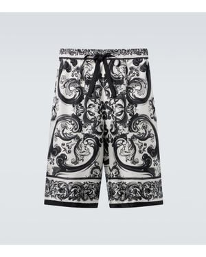 Dolce & Gabbana Shorts Majolica Aus Seiden-Twill - Schwarz