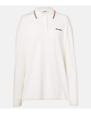 Miu Miu Logo Cotton Polo Jumper - White