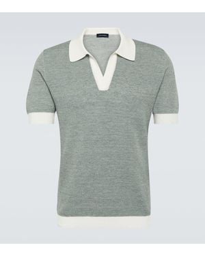 Thom Sweeney Polohemd Aus Baumwolle Und Leinen - Grün