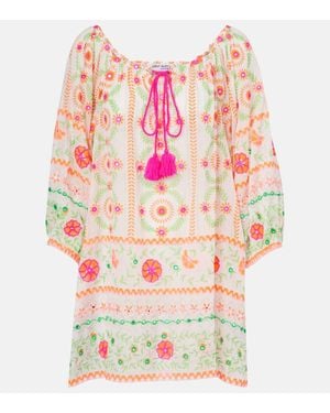 Juliet Dunn Printed Cotton Beach Dress - Multicolor