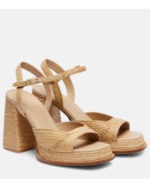 Souliers Martinez Plateausandalen Gracia 95 Aus Raffiabast - Natur