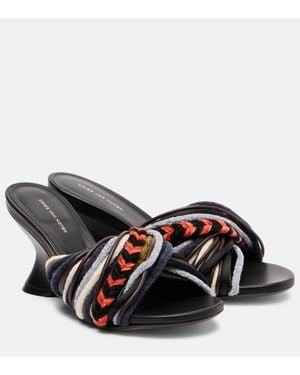 Dries Van Noten 75 Braided Wedge Mules - Black