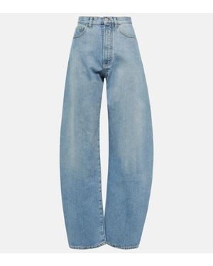 Alaïa High-Rise Barrel-Leg Jeans - Blue