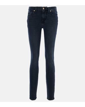 7 For All Mankind Low-Rise Skinny Jeans - Blue