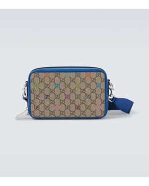 Gucci Messenger Bag Gg Aus Canvas Mit Leder - Blau