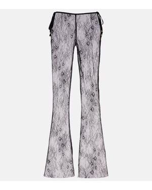 Bananhot Allen Sheer Lace Wide-Leg Trousers - Grey