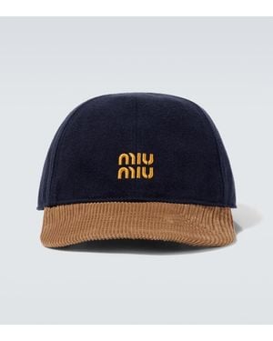 Miu Miu Baseballcap Aus Denim Und Cord - Blau