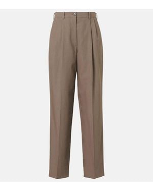 The Row Bryce Wool And Silk Straight Pants - Brown