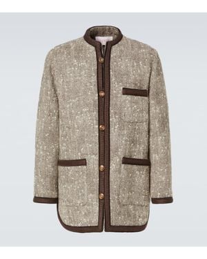Valentino Melange Wool-Blend Jacket - Gray
