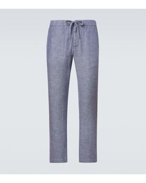 Frescobol Carioca Gerade Hose Oscar Aus Leinen Und Baumwolle - Blau