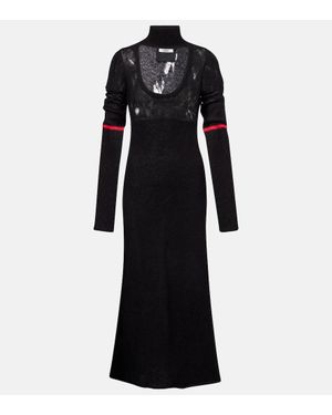 DIDU Knit Cutout Turtleneck Maxi Dress - Black