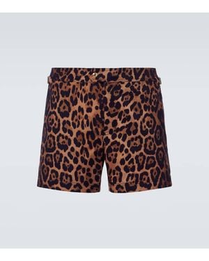 Tom Ford Bedruckte Badeshorts - Braun