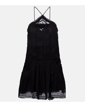 Isabel Marant Geraldin Lace-Trimmed Cotton Minidress - Black