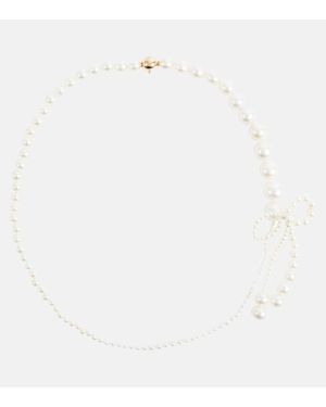 Sophie Bille Brahe peggy Rosette Pearl Bow Necklace - White