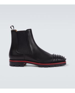 Christian Louboutin Botas Chelsea Melon Spikes De Piel - Negro