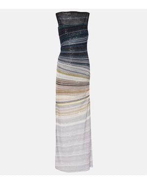 Missoni Sequined Striped Lame Maxi Dress - White