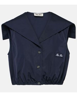 Miu Miu Cropped-Hemd Aus Baumwolle - Blau