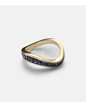 Rainbow K Wave 9Kt Ring With Sapphires - Blue