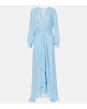 RIXO London Meera Polka-Dot Shirred Gown - Blue