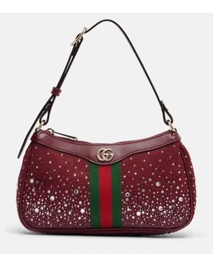Gucci Kleine Ophidia Schultertasche Mit Kristallen - Rot