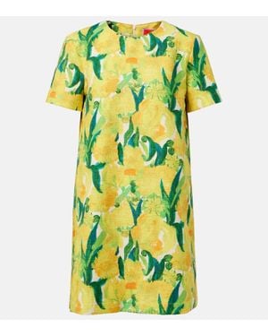 La DoubleJ Vestido Corto Swing De Algodon Estampado - Verde