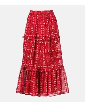 Isabel Marant Jupe Longue Diya Imprimee En Coton - Rouge
