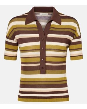 Faithfull the Brand Striped Cotton-Blend Polo Shirt - Brown