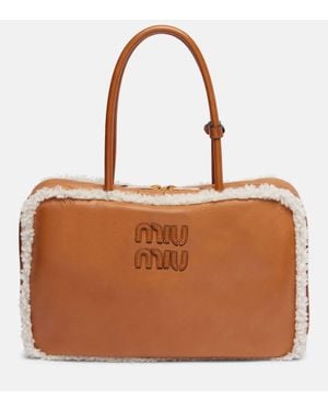Miu Miu Beau Large Leather Tote Bag - Brown