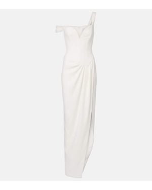Alex Perry Robe De Mariee En Crepe A Encolure Bardot - Blanc