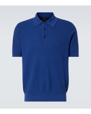 Brioni Polohemd Aus Baumwolle, Seide Und Kaschmir - Blau
