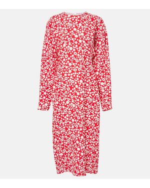 Marni Floral-Print Midi Dress - Red