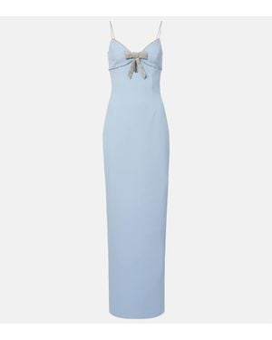 Rebecca Vallance Bow-Detail Embellished Crepe Gown - Blue