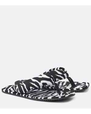 The Attico Indie Zebra-Print Satin Thong Sandals - White