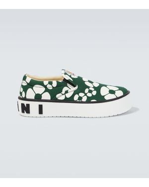Marni X Carhartt Floral Slip-On Sneakers - Green