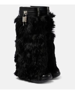 Givenchy Stiefel Shark Lock aus Leder mit Alpakawolle - Schwarz