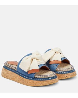 Zimmermann Mules Bow Flatform in denim - Blu