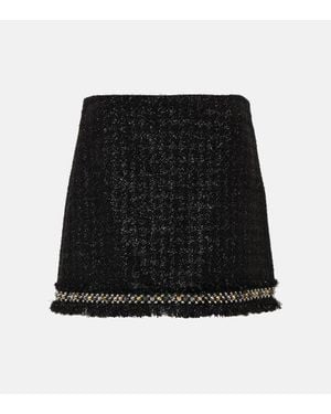 Versace Embellished Metallic Tweed Miniskirt - Black