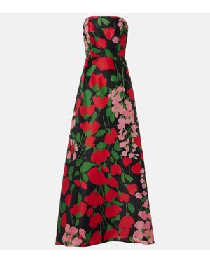 Carolina Herrera Strapless Silk Gown - Red