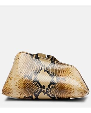 The Attico 8.30 Pm Snake-Effect Leather Clutch - Natural