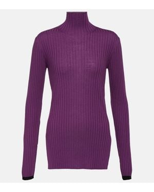 Plan C Ribbed-Knit Wool Jumper - Purple