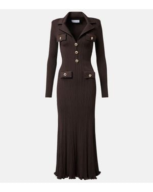 Self-Portrait Midikleid Aus Rippstrick - Schwarz