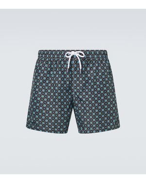 Fedeli Madeira Printed Swim Trunks - Blue