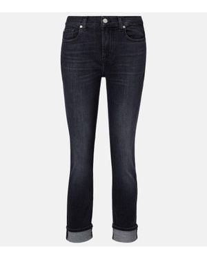 7 For All Mankind Mid-Rise Cropped Skinny Jeans - Blue
