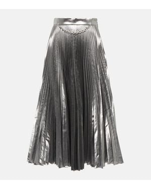 Christopher Kane Pleated Lame Midi Skirt - Grey