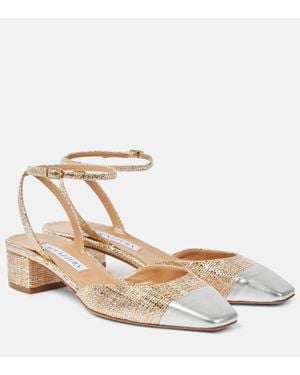 Aquazzura French Flirt 35 Metallic Tweed Pumps