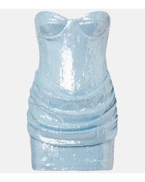 The New Arrivals Ilkyaz Ozel Robe Bustier Pamela A Sequins - Bleu