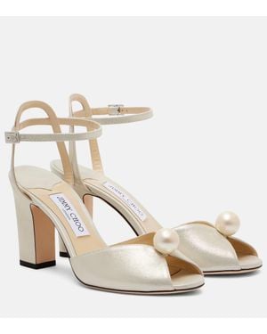 Jimmy Choo Sacaria 85 Leather Sandals - Natural