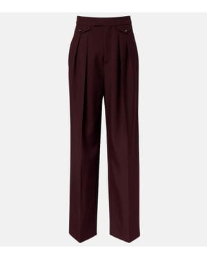 Chloé High-Rise Virgin Wool Wide-Leg Pants - Red