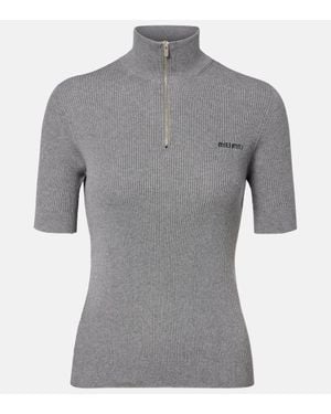 Miu Miu Pullover Aus Baumwolle - Grau