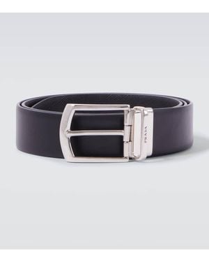 Prada Ceinture Reversible En Cuir Et Saffiano - Bleu